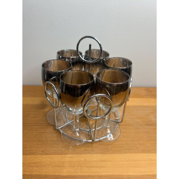 Dororthy Thorpe Drinking dessert wine Glasses with Caddy silver - 6 Glasses - Picture 1 of 7